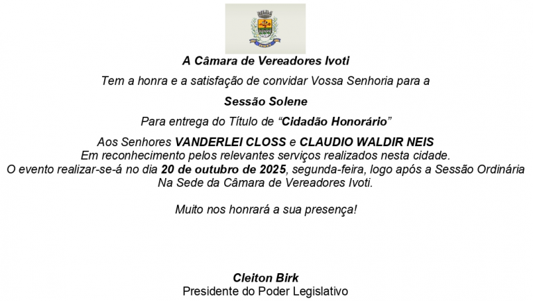 Entrega do título de cidadão honorário